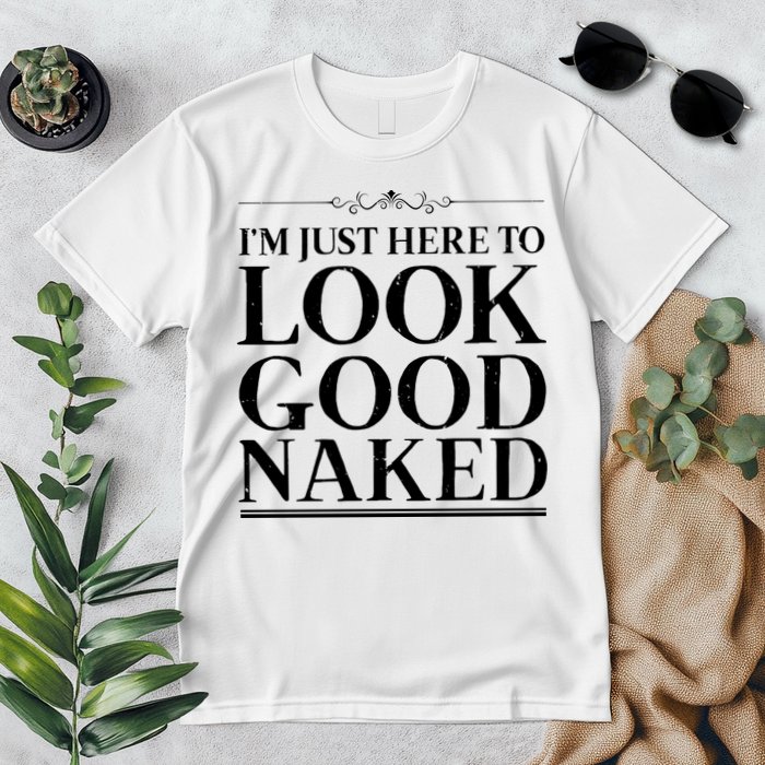 I'm Just Here To Look Good Naked Funny Humor Premium T-Shirt