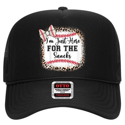 Im Just Here For The Snack Baseball Sister Baby Girl High Crown Mesh Back Trucker Hat