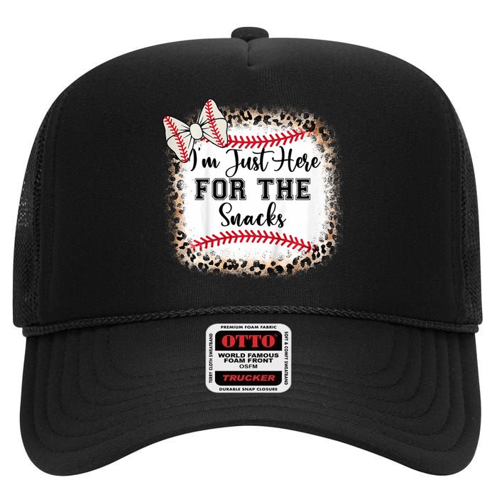 Im Just Here For The Snack Baseball Sister Baby Girl High Crown Mesh Back Trucker Hat