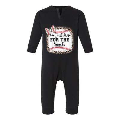 Im Just Here For The Snack Baseball Sister Baby Girl Infant Fleece One Piece