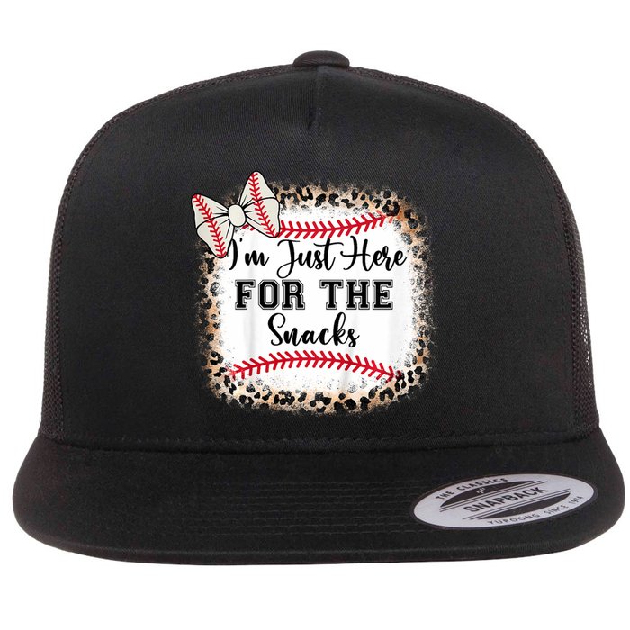 Im Just Here For The Snack Baseball Sister Baby Girl Flat Bill Trucker Hat