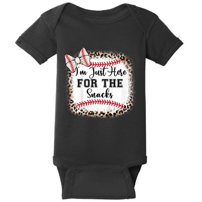 Im Just Here For The Snack Baseball Sister Baby Girl Baby Bodysuit