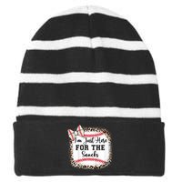 Im Just Here For The Snack Baseball Sister Baby Girl Striped Beanie with Solid Band