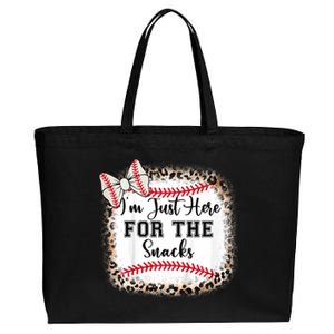 Im Just Here For The Snack Baseball Sister Baby Girl Cotton Canvas Jumbo Tote