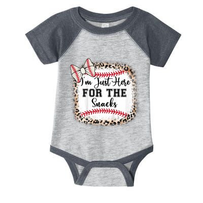 Im Just Here For The Snack Baseball Sister Baby Girl Infant Baby Jersey Bodysuit