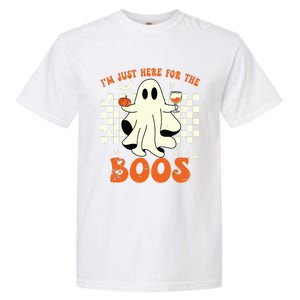 IM Just Here For The Boos Ghost Retro Groovy Halloween Garment-Dyed Heavyweight T-Shirt