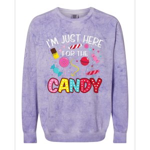 Im Just Here For The Candy Halloween Cute Lollipop Sweets Colorblast Crewneck Sweatshirt