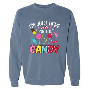 Im Just Here For The Candy Halloween Cute Lollipop Sweets Garment-Dyed Sweatshirt