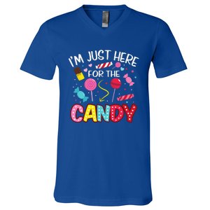 Im Just Here For The Candy Halloween Cute Lollipop Sweets V-Neck T-Shirt