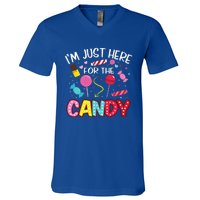 Im Just Here For The Candy Halloween Cute Lollipop Sweets V-Neck T-Shirt