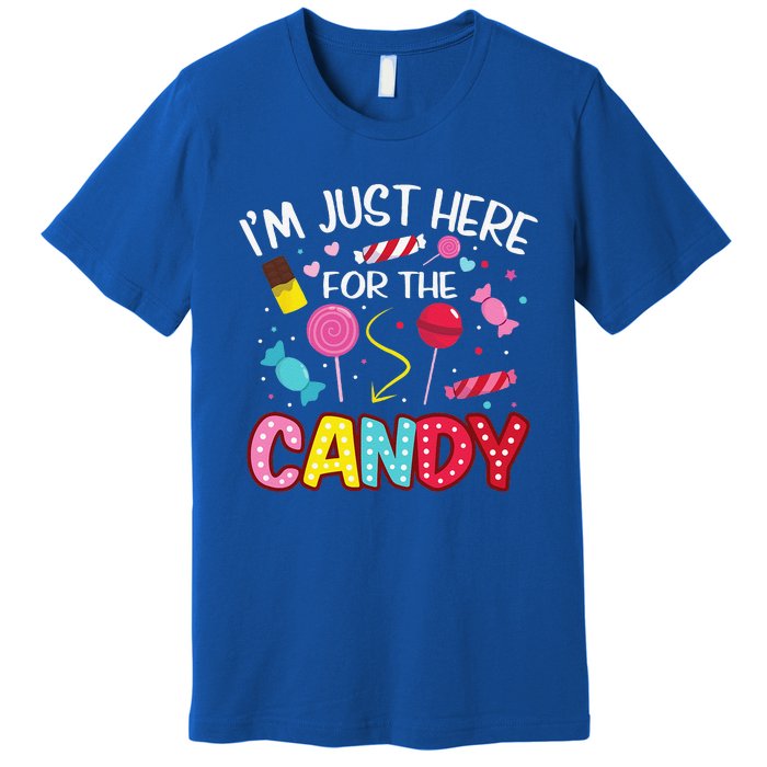 Im Just Here For The Candy Halloween Cute Lollipop Sweets Premium T-Shirt