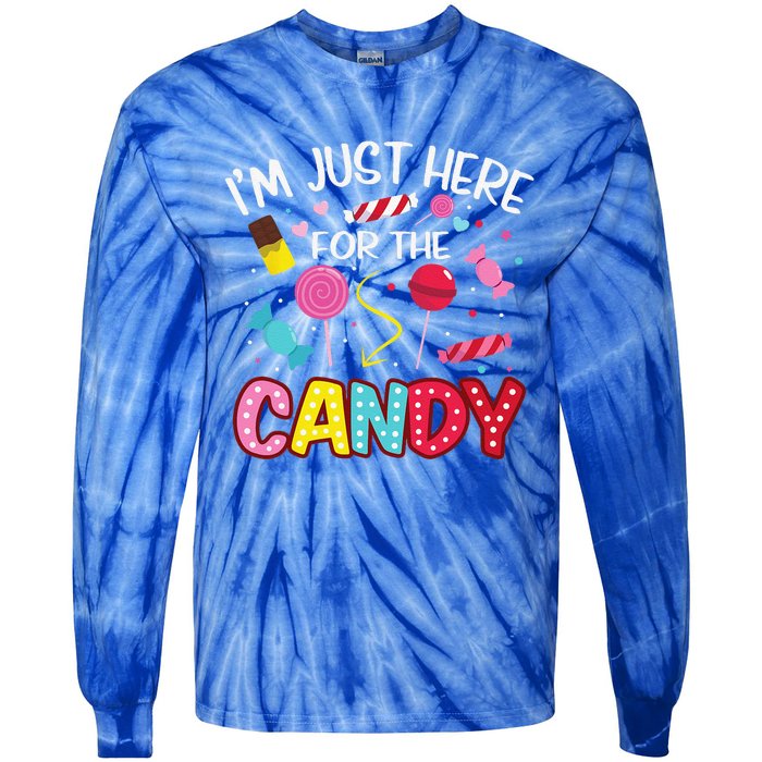 Im Just Here For The Candy Halloween Cute Lollipop Sweets Tie-Dye Long Sleeve Shirt