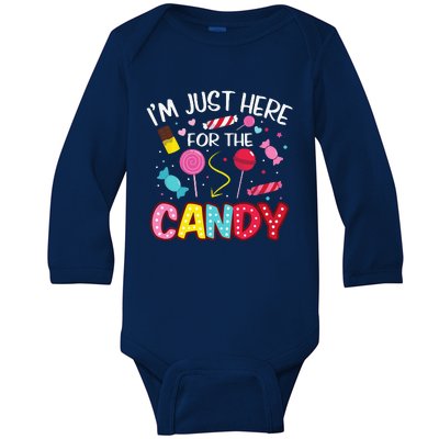 Im Just Here For The Candy Halloween Cute Lollipop Sweets Baby Long Sleeve Bodysuit