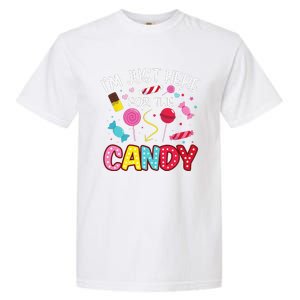 Im Just Here For The Candy Halloween Cute Lollipop Sweets Garment-Dyed Heavyweight T-Shirt