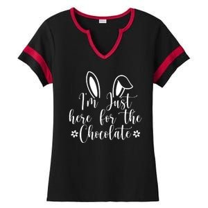 I'm Just Here For Chocolate Easter Bunny Ladies Halftime Notch Neck Tee