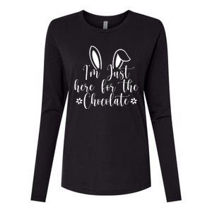 I'm Just Here For Chocolate Easter Bunny Womens Cotton Relaxed Long Sleeve T-Shirt