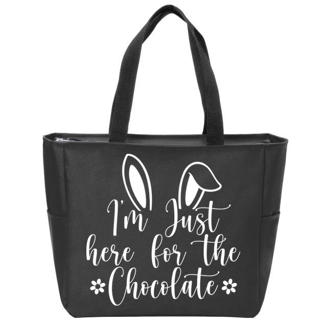I'm Just Here For Chocolate Easter Bunny Zip Tote Bag