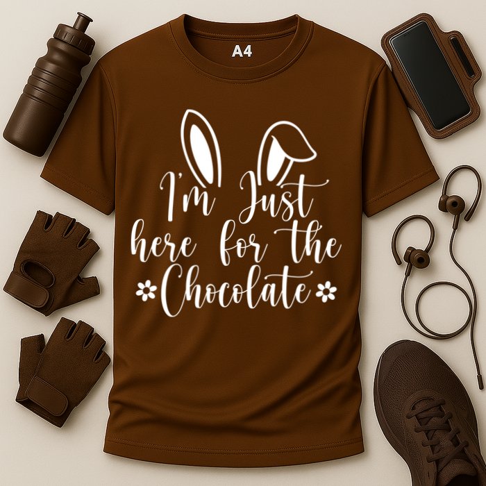I'm Just Here For Chocolate Easter Bunny Cooling Performance Crew T-Shirt