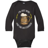 Im Just Here For The Butter Beer Butter Scotch Beer Baby Long Sleeve Bodysuit