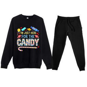 Im Just Here For The Candy Halloween Premium Crewneck Sweatsuit Set