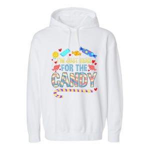 Im Just Here For The Candy Halloween Garment-Dyed Fleece Hoodie