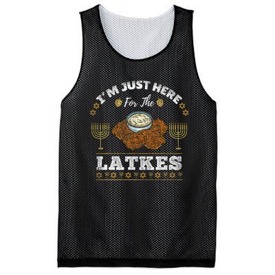 Im Just Here For The Latkes Chanukah Hanukkah  Mesh Reversible Basketball Jersey Tank