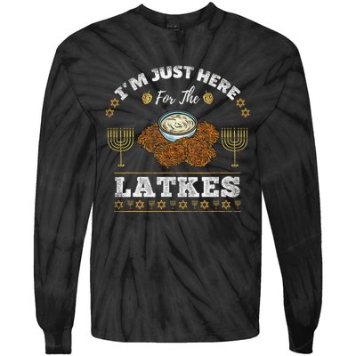 Im Just Here For The Latkes Chanukah Hanukkah  Tie-Dye Long Sleeve Shirt