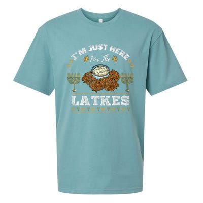 Im Just Here For The Latkes Chanukah Hanukkah  Sueded Cloud Jersey T-Shirt