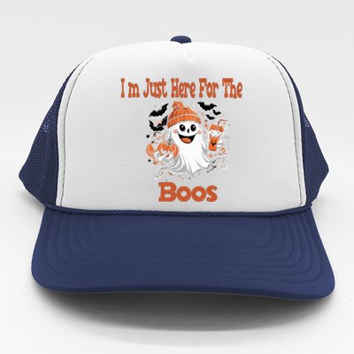 IM Just Here For The Boos Halloween Party Ghost Costume Trucker Hat