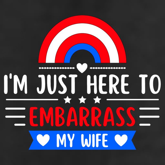 I'm Just Here To Embarrass My Wife 7 Panel Mesh Trucker Snapback Hat
