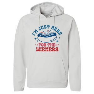 I'm Just Here For The Wieners 4th Of July Performance Fleece Hoodie