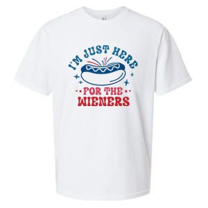 I'm Just Here For The Wieners 4th Of July Sueded Cloud Jersey T-Shirt