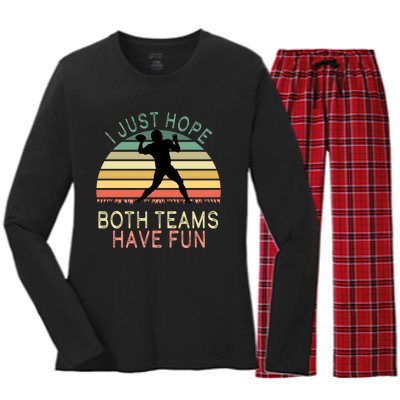 I Just Hope Both Teams Have Fun Football Retro Design Women's Long Sleeve Flannel Pajama Set 