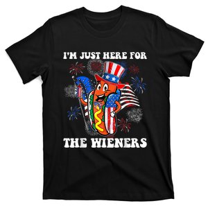 Im Just Here For The Wieners 4Th Of July Hot Dog T-Shirt