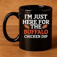 I'm Just Here For The Buffalo Chicken Dip Funny Design 11oz C Handle Ceramic Mug