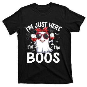 Im Just Here For The Boos Funny Halloween Ghost Wine T-Shirt