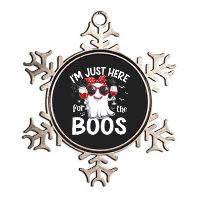 Im Just Here For The Boos Funny Halloween Ghost Wine Metallic Star Ornament