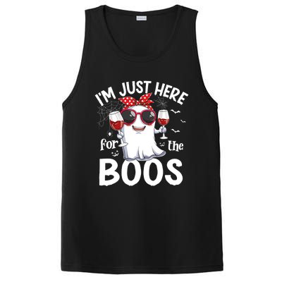 Im Just Here For The Boos Funny Halloween Ghost Wine PosiCharge Competitor Tank