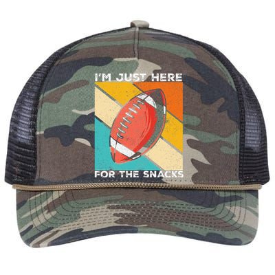 I'm Just Here For The Snacks Funny American Football Sport Retro Rope Trucker Hat Cap