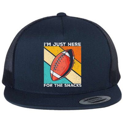 I'm Just Here For The Snacks Funny American Football Sport Flat Bill Trucker Hat