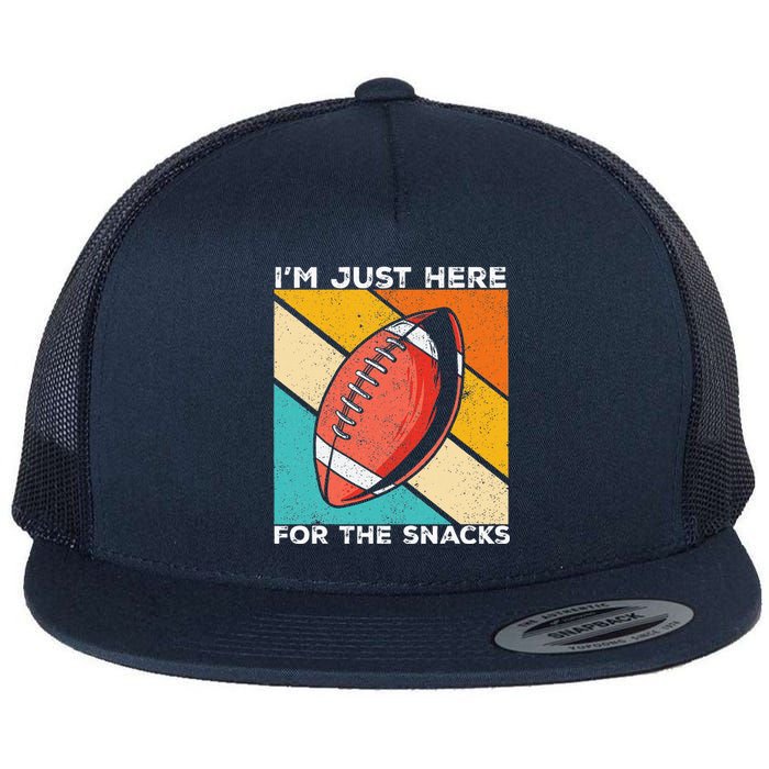 I'm Just Here For The Snacks Funny American Football Sport Flat Bill Trucker Hat