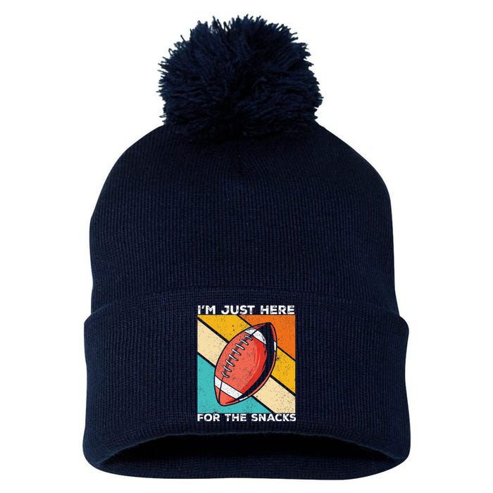 I'm Just Here For The Snacks Funny American Football Sport Pom Pom 12in Knit Beanie