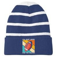 I'm Just Here For The Snacks Funny American Football Sport Striped Beanie with Solid Band