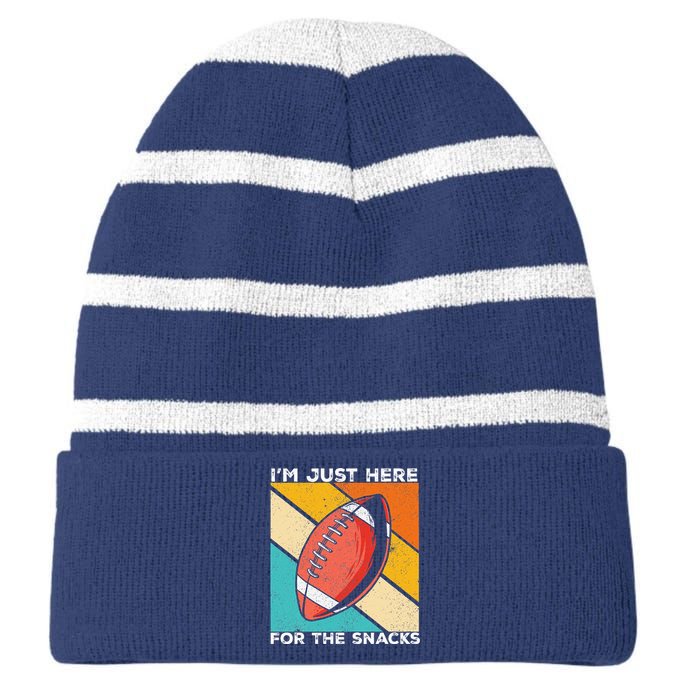 I'm Just Here For The Snacks Funny American Football Sport Striped Beanie with Solid Band