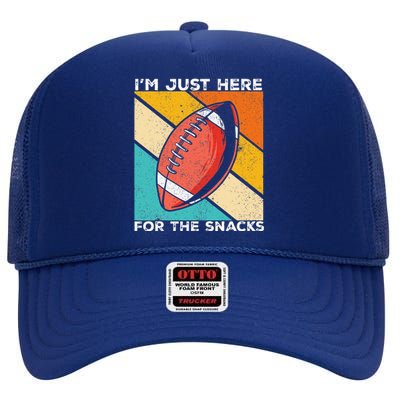 I'm Just Here For The Snacks Funny American Football Sport High Crown Mesh Back Trucker Hat