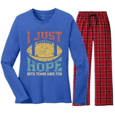 I Just Hope Both Teams Have Fun Or Funny Football Gift Women's Long Sleeve Flannel Pajama Set 