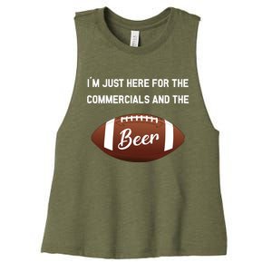 I'm Just Here For The Commercials And Beer Gift Football Gift Women's Racerback Cropped Tank