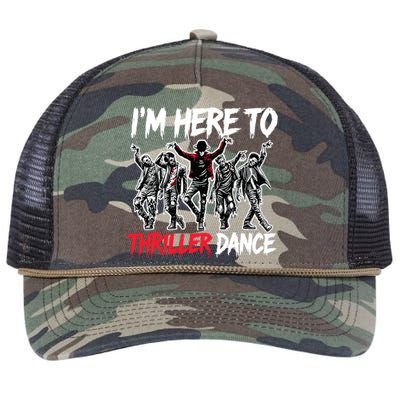 IM Just Here To Thriller Dance Funny Halloween Zombie Party Retro Rope Trucker Hat Cap