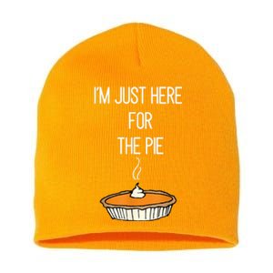 Im Just Here For The Pie Funny Thanksgiving Food Joke Short Acrylic Beanie