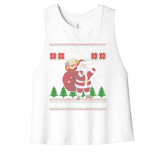 I Jingled His Bells And Now I'm Pregnant Ugly Xmas Sweater Gift Women's Racerback Cropped Tank